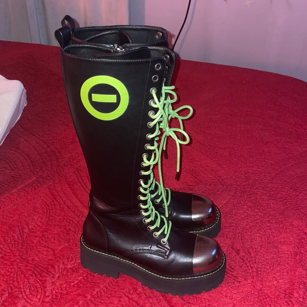 Dolls Kill Type O Negative Black and Green Combat Boots Limited Edition sz11